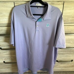Peter Millar golf polo lavender with turquoise